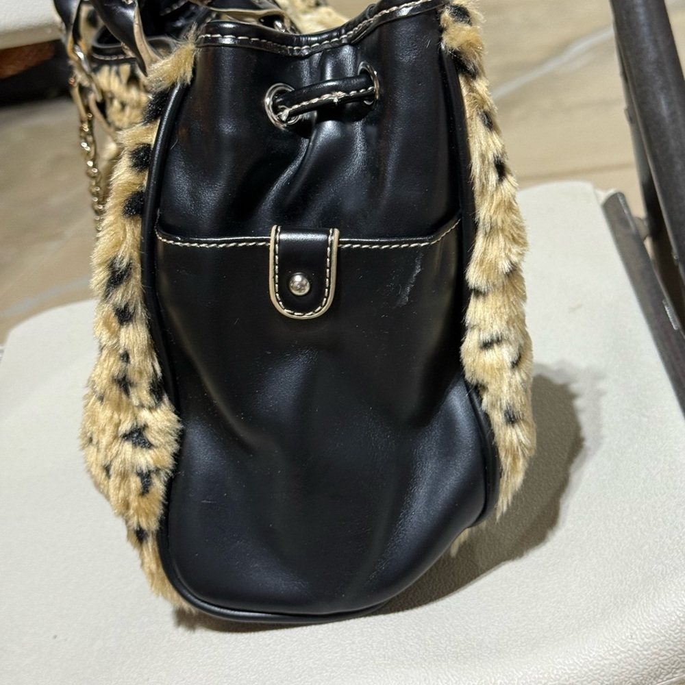 Apt. 9 Faux Leopard Print Satchel with Black Trim and Gold Charm - Picture 16 of 16